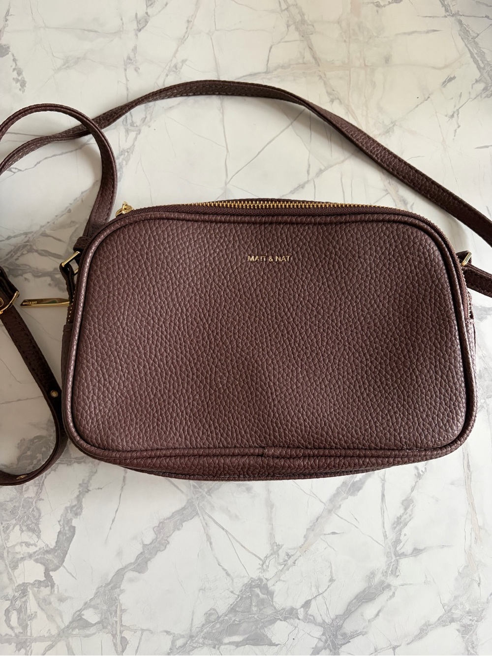 Matt & Nat Dark Brown Pebbled Crossbody Bag